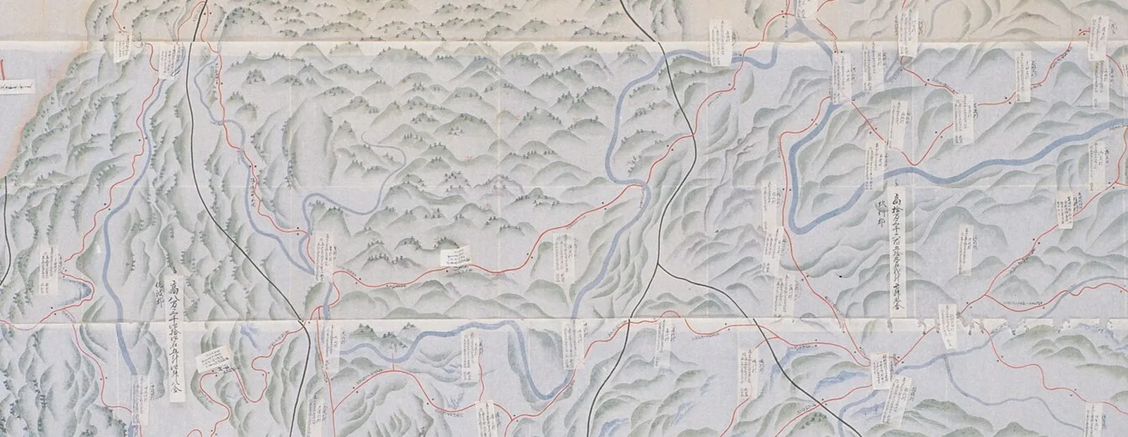 天保国絵図(周防国)。山ごとに筆の使い方が違う — 山口県文書館蔵・パブリックドメイン