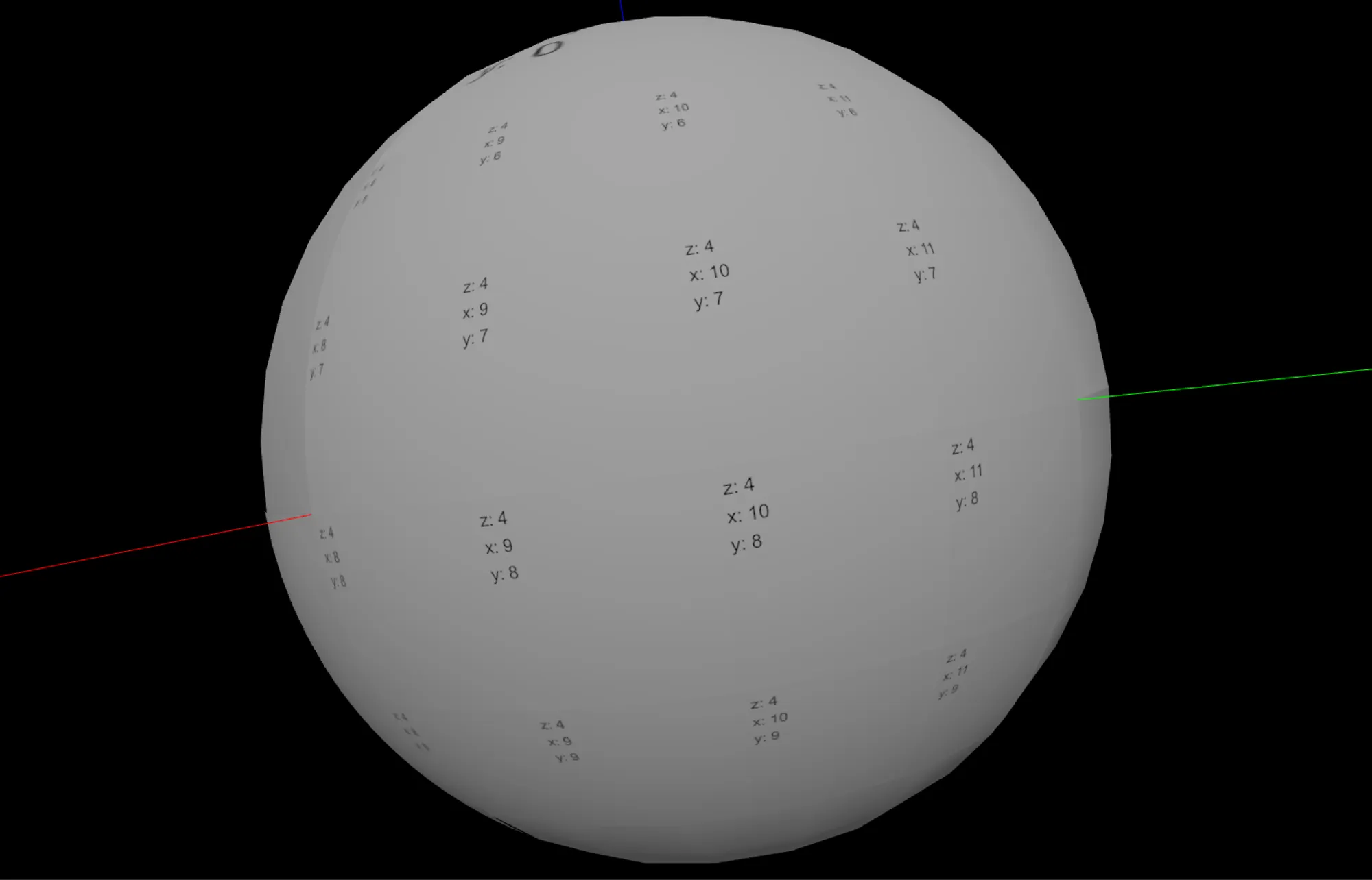 Example of displaying optimal tiles based on camera position. In this case, zoom level 4 tiles are displayed based on the camera position.